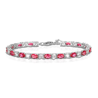 4mm Wide Red Tennis Bracelet for Women in 925 Sterling Silver