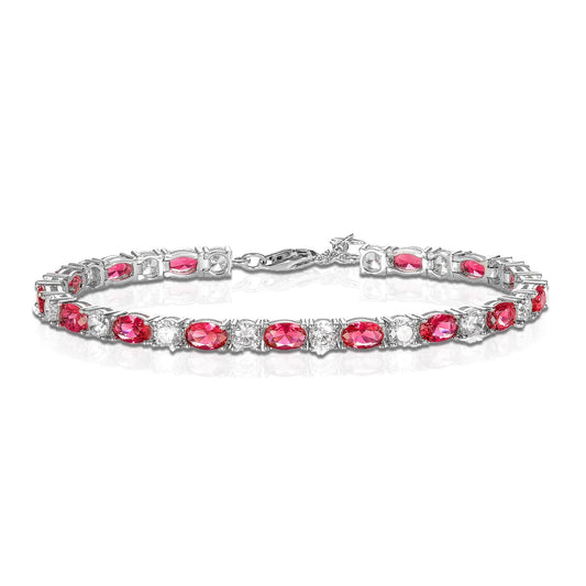 4mm Wide Red Tennis Bracelet for Women in 925 Sterling Silver