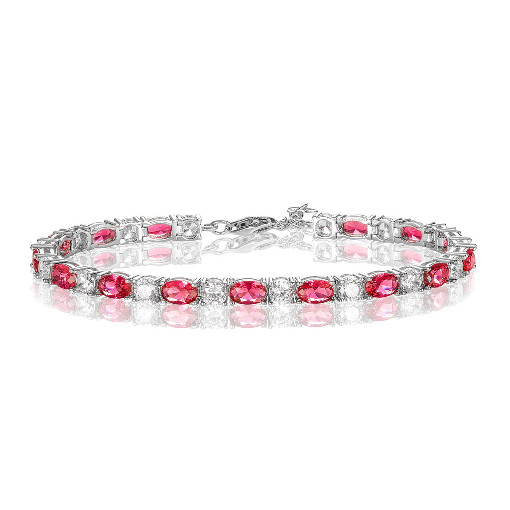 4mm Wide Red Tennis Bracelet for Women in 925 Sterling Silver