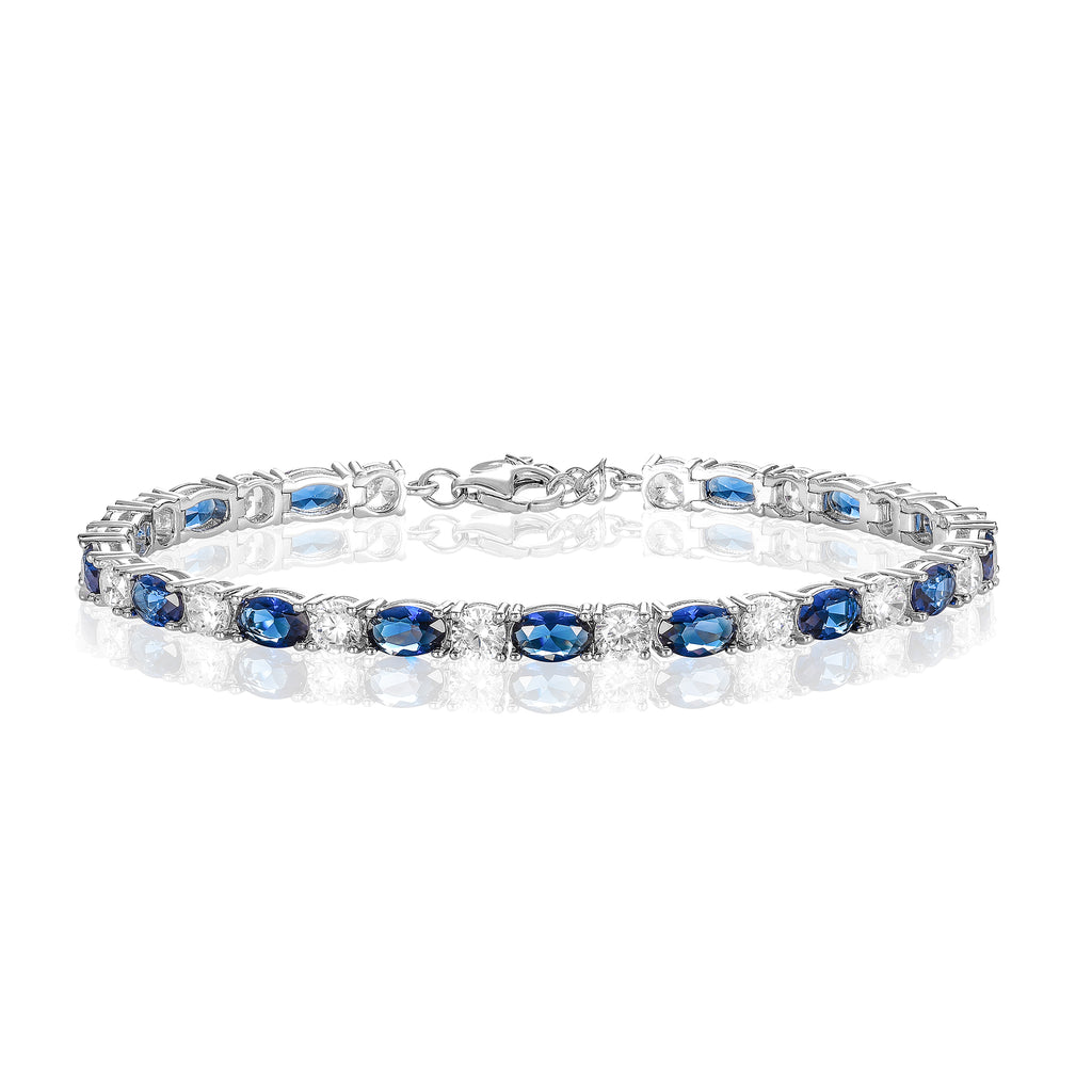 4mm Wide Blue Tennis Bracelet for Women in 925 Sterling Silver