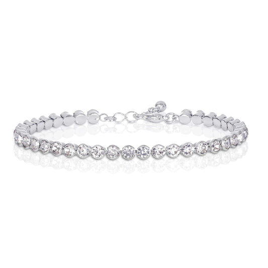 Silver Tennis Bracelet for Women and Teenage Girls with Cubic Zirconia Stones