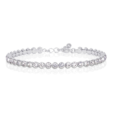 Silver Tennis Bracelet for Women and Teenage Girls with Cubic Zirconia Stones