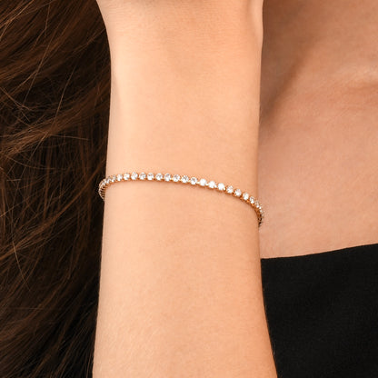 Dainty 2.5 mm Gold Tennis Bracelet with White Cubic Zirconia Stones for Women