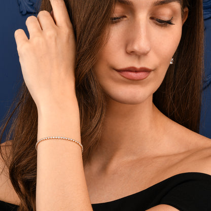 Dainty 2.5 mm Gold Tennis Bracelet with White Cubic Zirconia Stones for Women