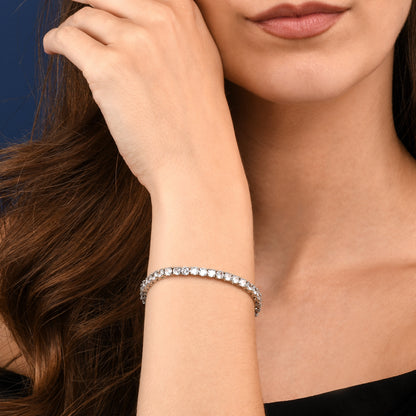 Silver 4mm Tennis Bracelet for Women with White Cubic Zirconia Stones