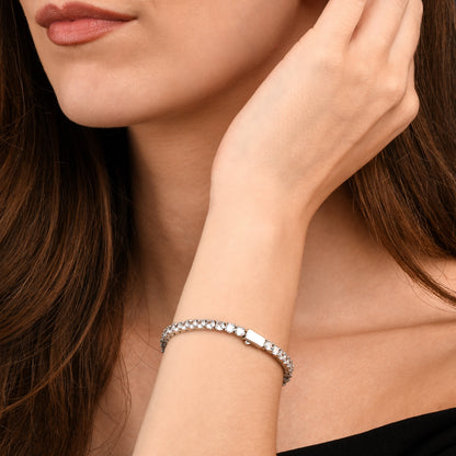 Silver 4mm Tennis Bracelet for Women with White Cubic Zirconia Stones