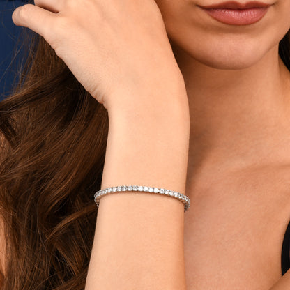 Silver 3mm Tennis Bracelet for Women with White Cubic Zirconia Stones