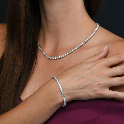 925 Sterling Silver Tennis Bracelet For Women with 4mm Sparkling Cubic Zirconia