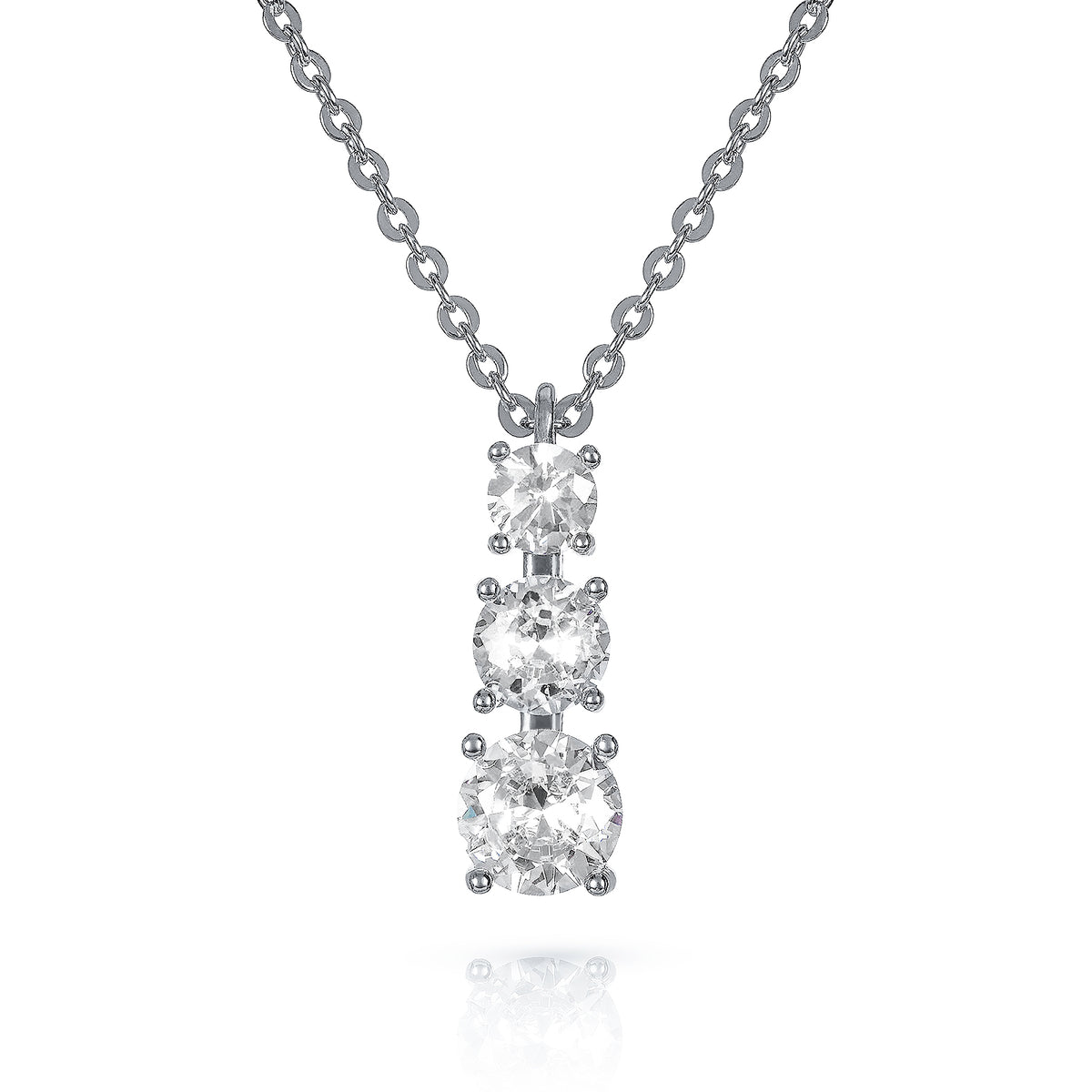 Dainty Silver Trilogy Pendant Necklace for Women