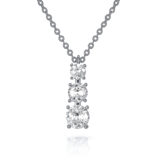 Dainty Silver Trilogy Pendant Necklace for Women