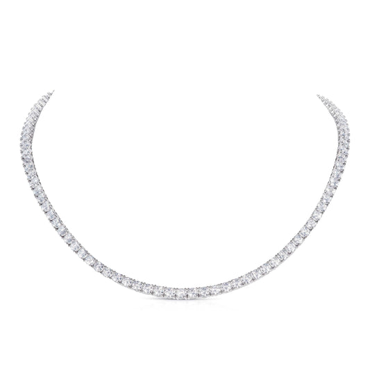 925 Sterling Silver Tennis Necklace with 4mm Cubic Zirconia