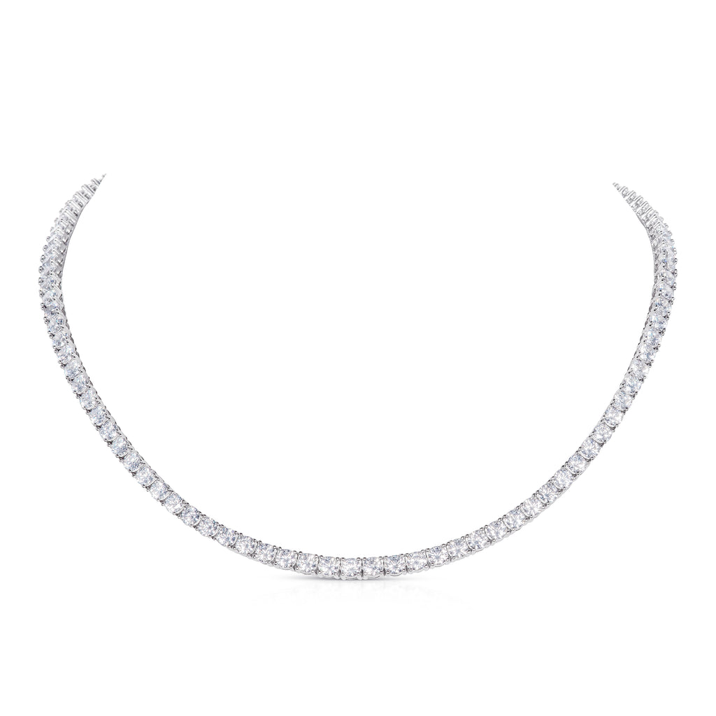 925 Sterling Silver Tennis Necklace with 4mm Cubic Zirconia