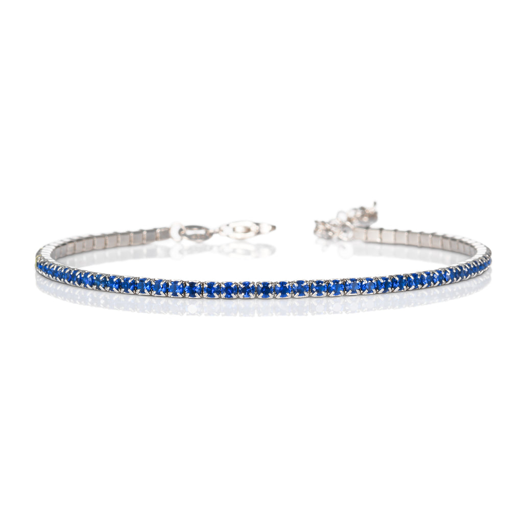 Sterling Silver Skinny Blue Tennis Bracelet for Women