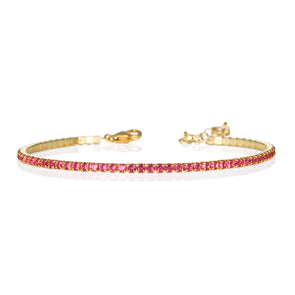 Gold Plated Skinny Pink Red Tennis Bracelet for Women