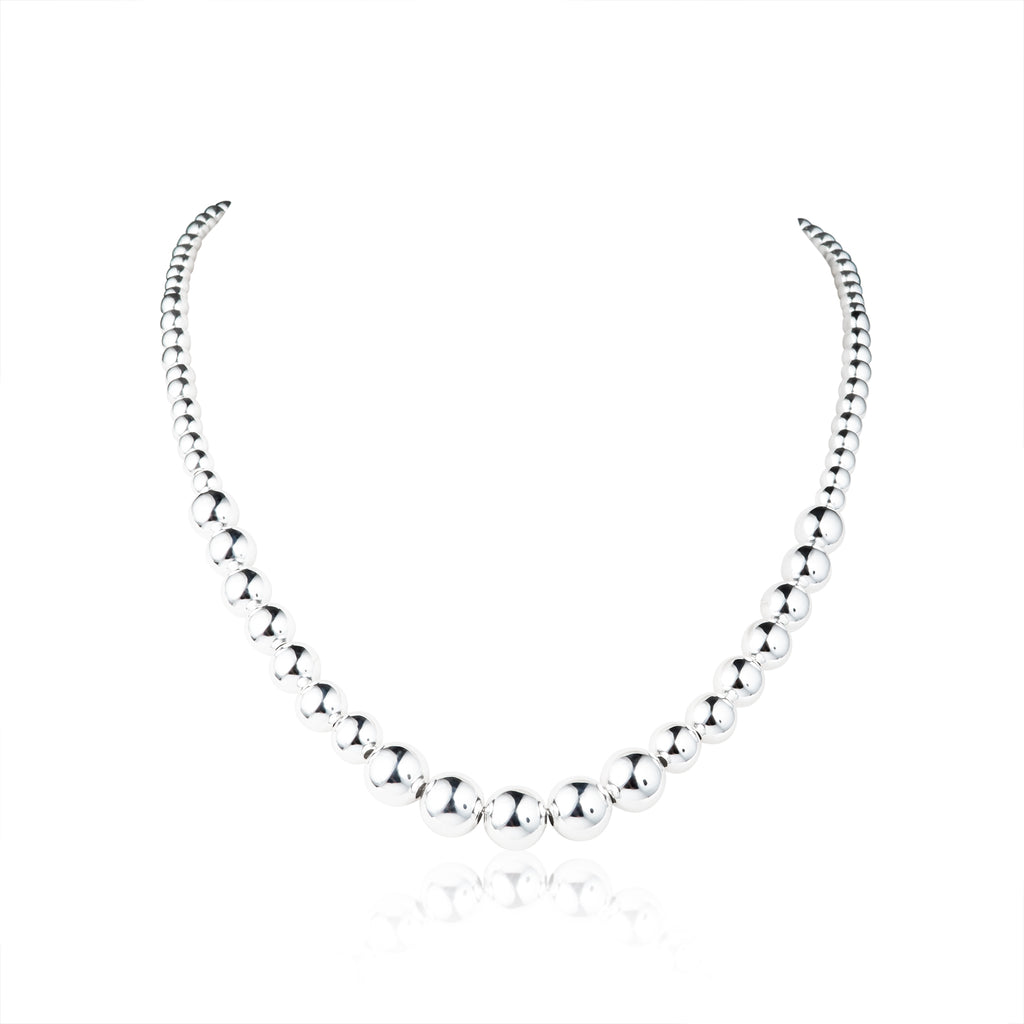 925 Sterling Silver Beaded Ball Necklace