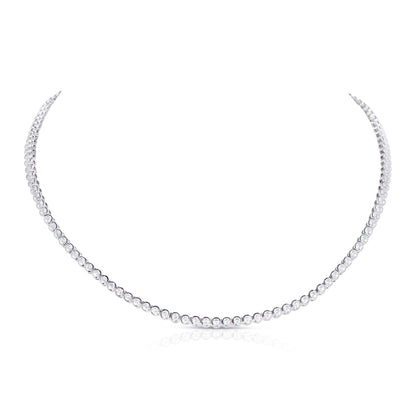 925 Sterling Silver Bezel Set Tennis Necklace