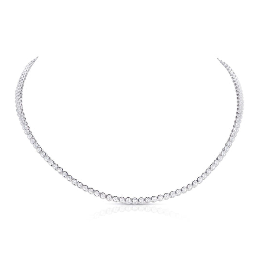 925 Sterling Silver Bezel Set Tennis Necklace
