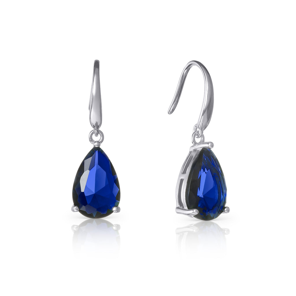 925 Sterling Silver Blue Pear Drop Earrings
