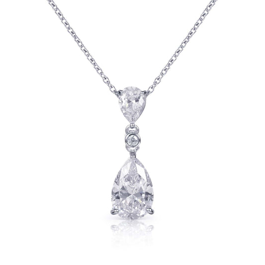 925 Sterling Silver Pear Drop Pendant Necklace