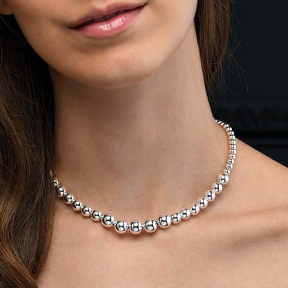 925 Sterling Silver Beaded Ball Necklace
