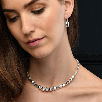 925 Sterling Silver Beaded Ball Necklace