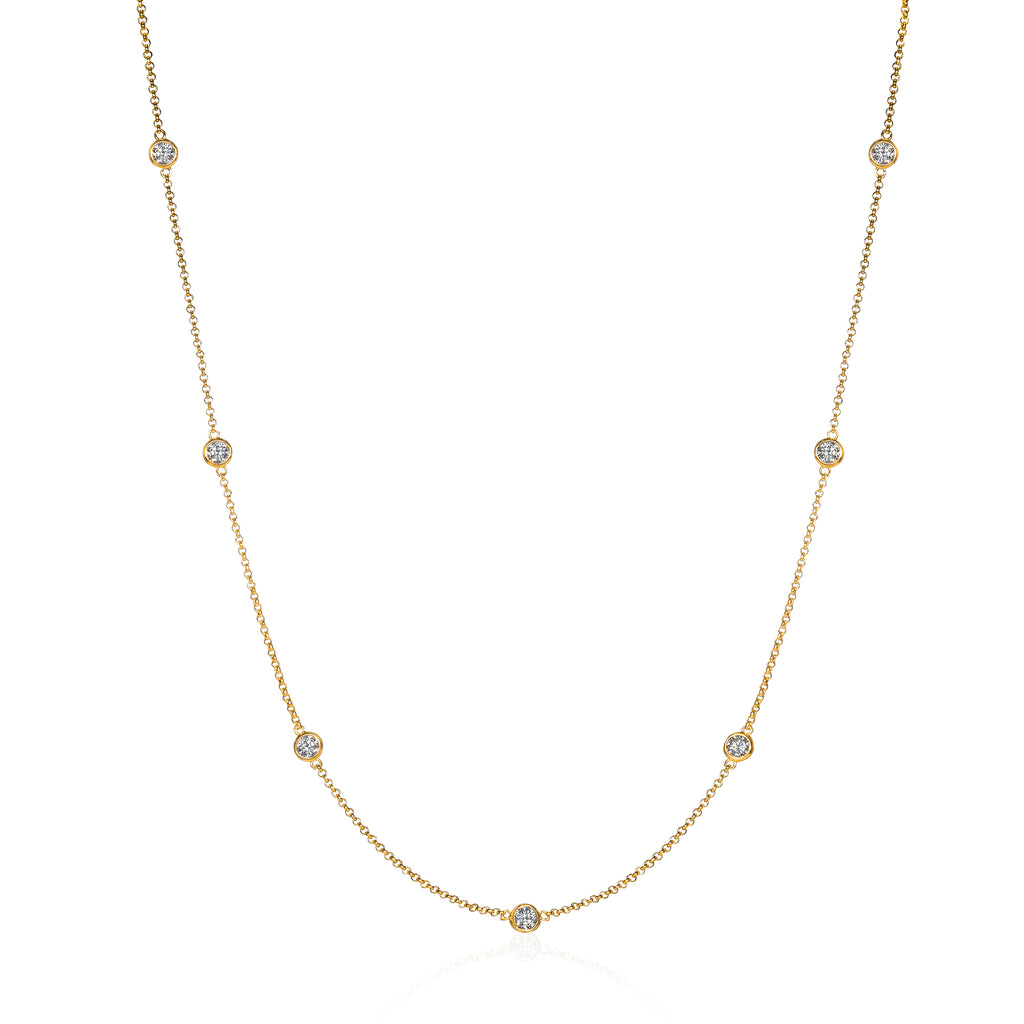 Long Gold Chain Necklace with Stones