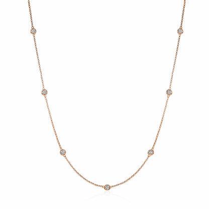 Long Rose Gold Chain Necklace with Stones
