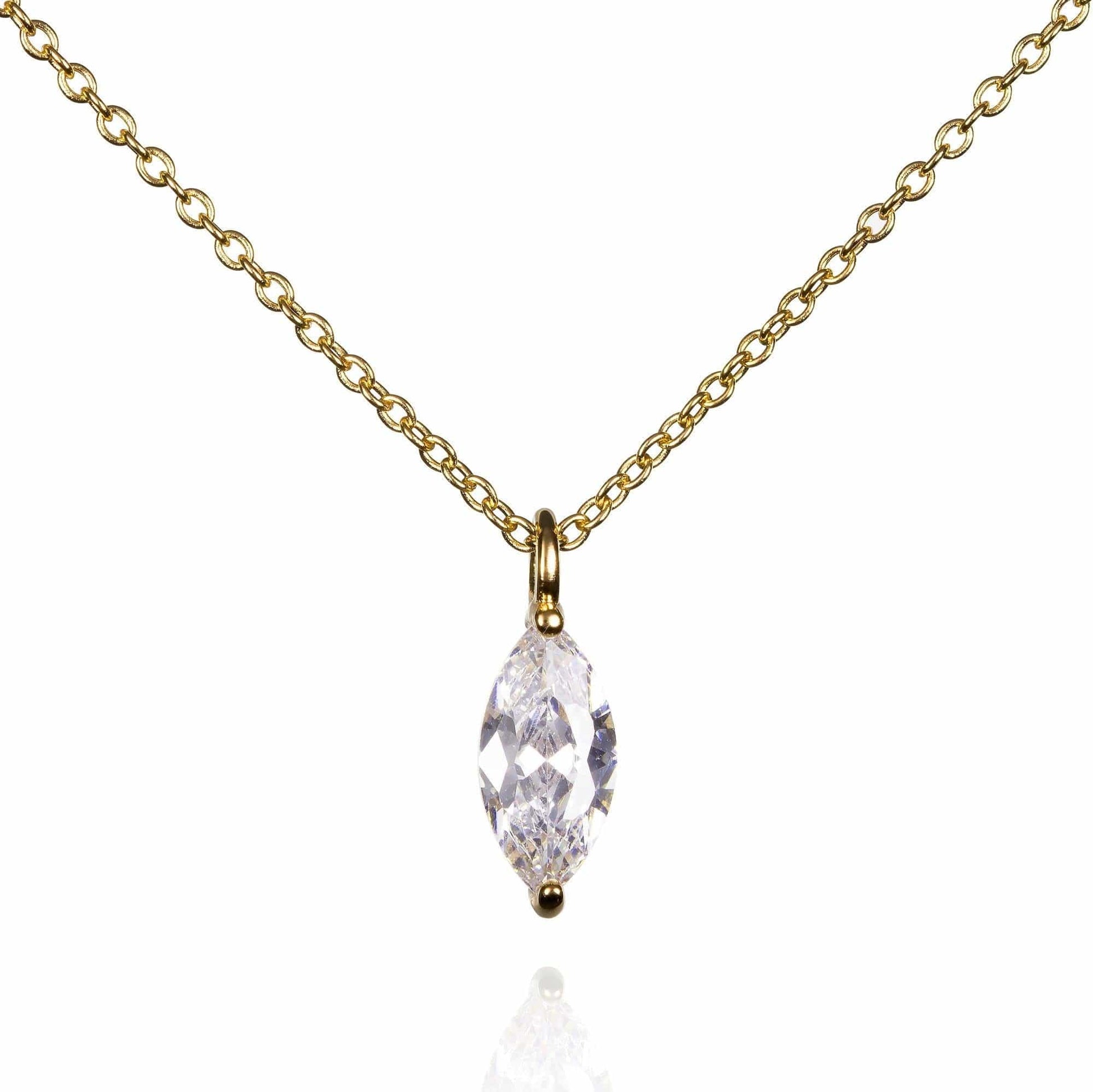 Gold Pendant Necklace for Women with a Marquise Cut Stone - namana.london