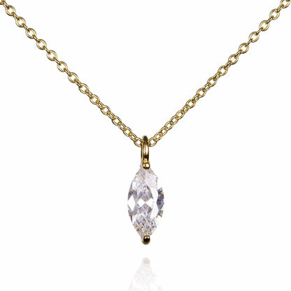 Gold Pendant Necklace for Women with a Marquise Cut Stone - namana.london