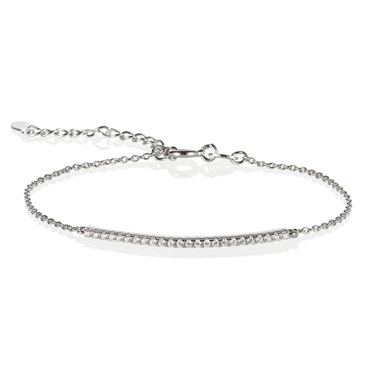 Sterling Silver Fine Bar Bracelet with Cubic Zirconia - namana.london