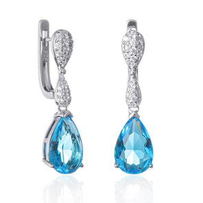 Sterling Silver Light Blue Drop Earrings for Women - namana.london