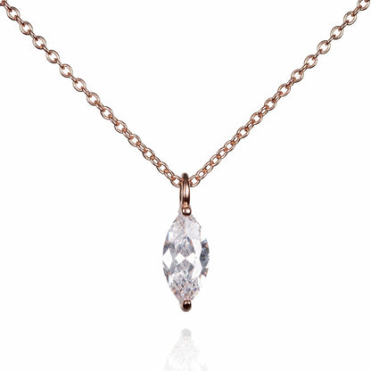 Rose Gold Pendant Necklace for Women with a Marquise Cut Stone - namana.london