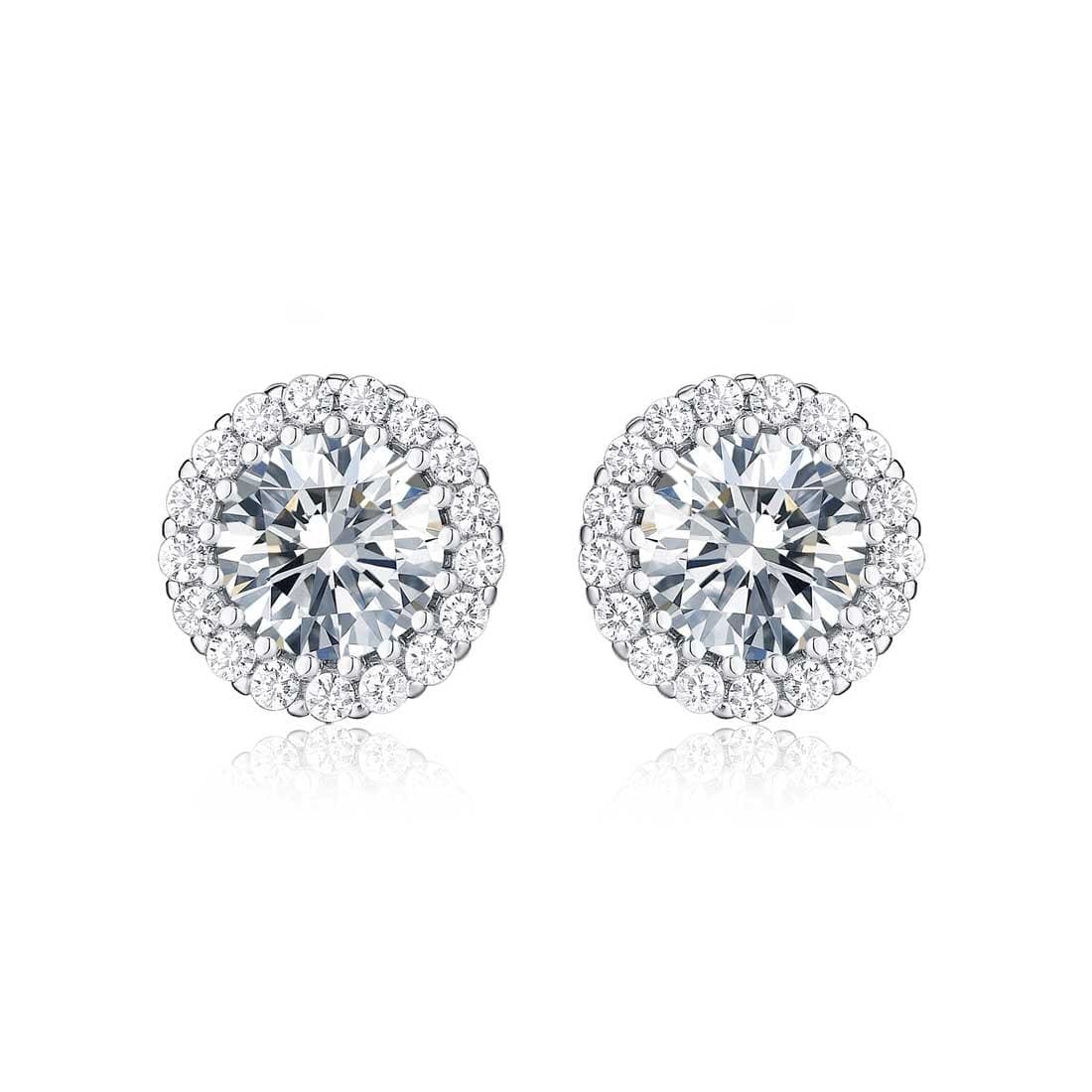 925 Sterling Silver Round Halo Stud Earrings for Women - namana.london