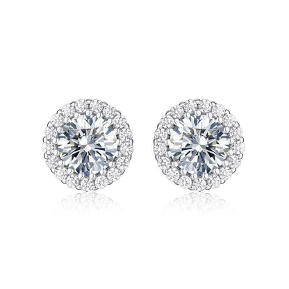 925 Sterling Silver Round Halo Stud Earrings for Women - namana.london