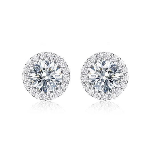 925 Sterling Silver Round Halo Stud Earrings for Women - namana.london