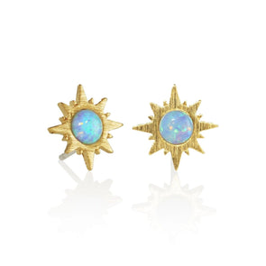 Gold Sunburst Opal Stud Earrings - namana.london