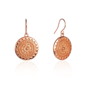 Rose Gold Mandala Dangle Earrings for Women - namana.london