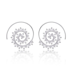 925 Sterling Silver Ethnic Spiral Pull Through Earrings for Women - namana.london
