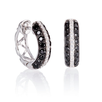 Sterling Silver Black and White Hoop Earrings for Women - namana.london