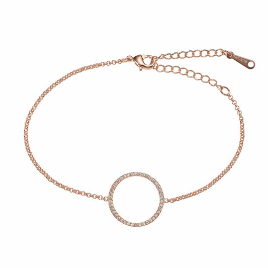Rose Gold Circle Bracelet with Cubic Zirconia - namana.london