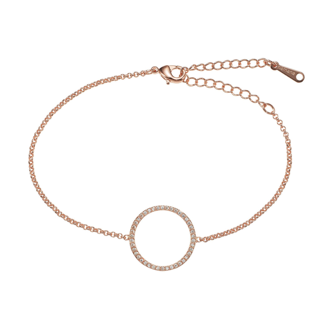 Rose Gold Circle Bracelet with Cubic Zirconia