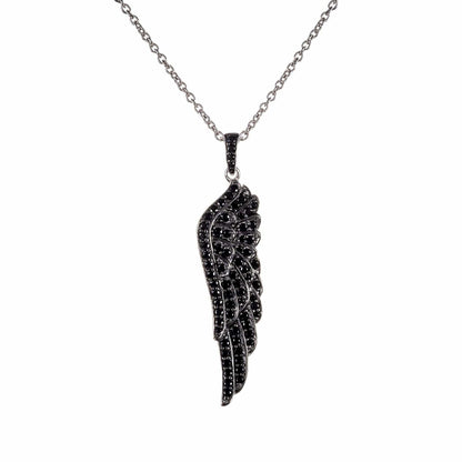 Sterling Silver Black Angel Wings Necklace for Women. - namana.london