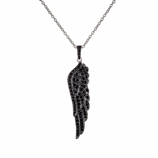 Sterling Silver Black Angel Wings Necklace for Women. - namana.london