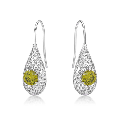 925 Sterling Silver Drop Earrings for Women with Light Green Stones - namana.london