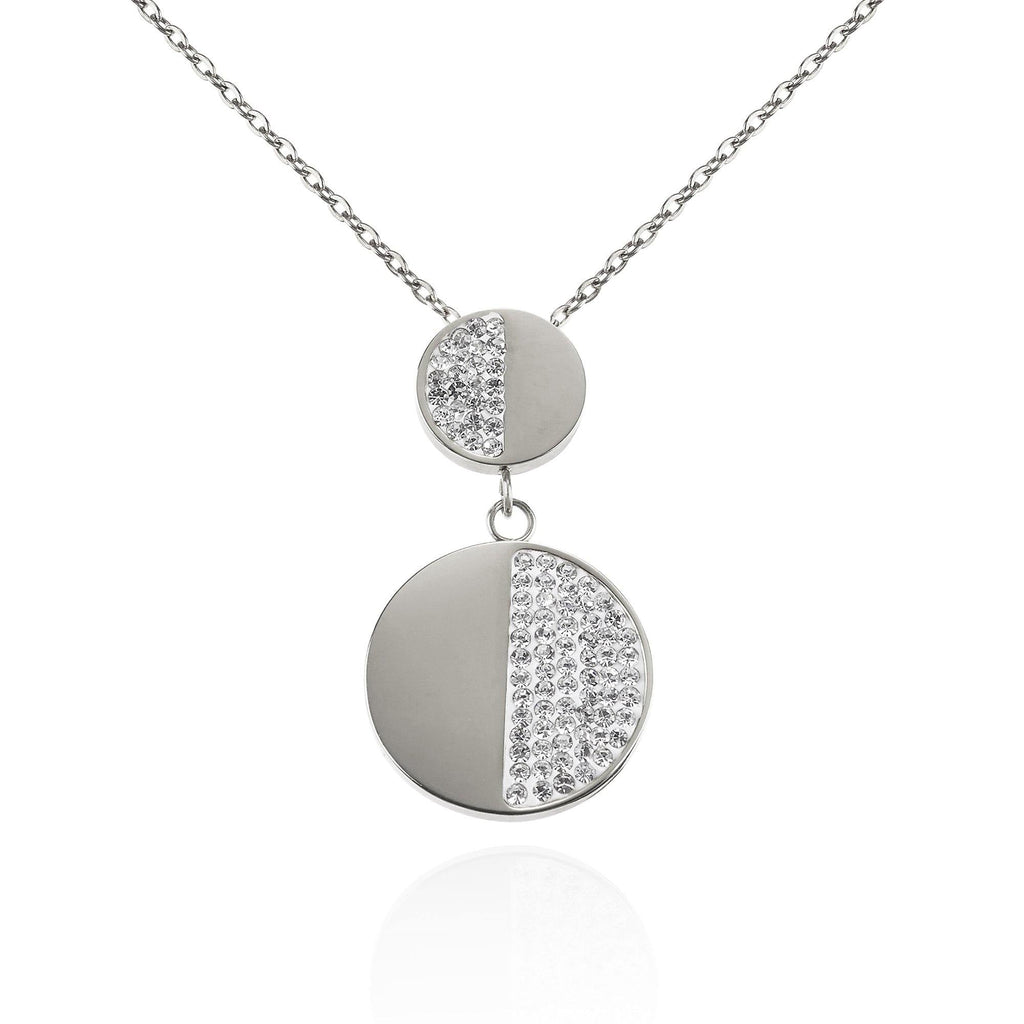 Double Disc Pendant Necklace with Swarovski Crystals