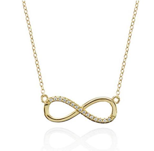 Gold Infinity Necklace for Women with Cubic Zirconia - namana.london