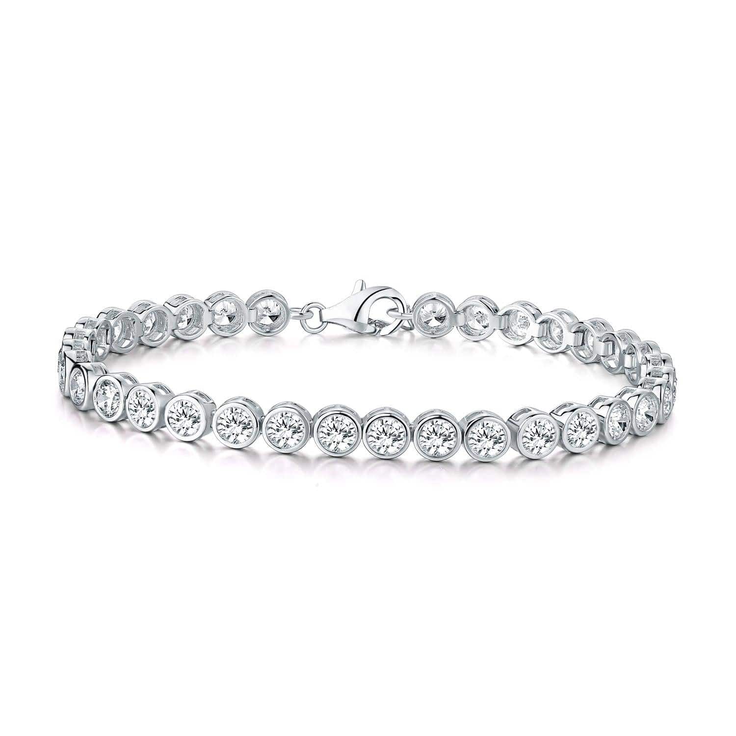 925 Sterling Silver Bezel Set Tennis Bracelet For Women with 4mm Cubic Zirconia - namana.london