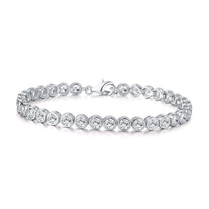 925 Sterling Silver Bezel Set Tennis Bracelet For Women with 4mm Cubic Zirconia - namana.london