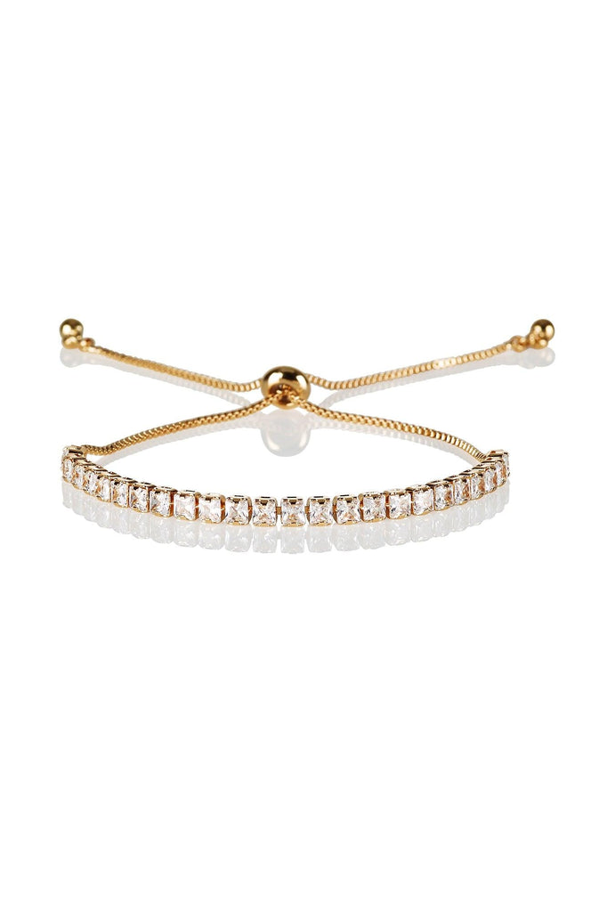 Adjustable Dainty Gold Bracelet for Women with Cubic Zirconia