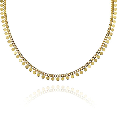 Gold Collar Necklace with Disc Charms - namana.london
